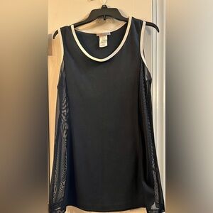 Anne Klein swim coverup black mesh sides white trim size M gently used